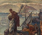 Ion Theodorescu Sion Ovidiu in exil oil painting